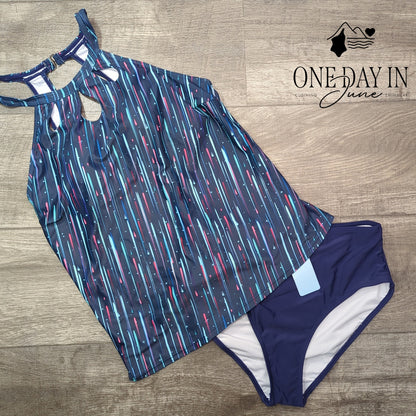 Yonique High Neck Tankini Swimsuit Size M