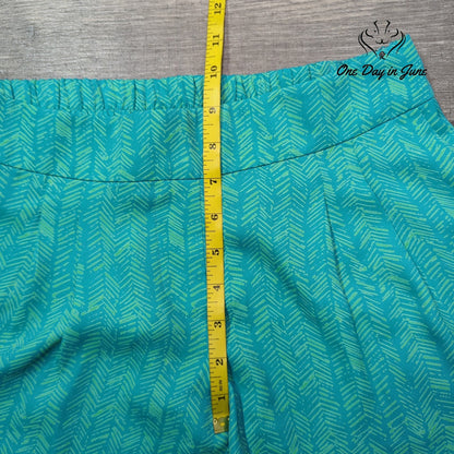 Loft Side Zip Pleated Shorts Turquoise Green Geometric Print Size XXS