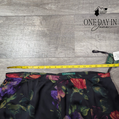 Lauren by Ralph Lauren Floral Silk Lined Layered Midi Skirt Size 16
