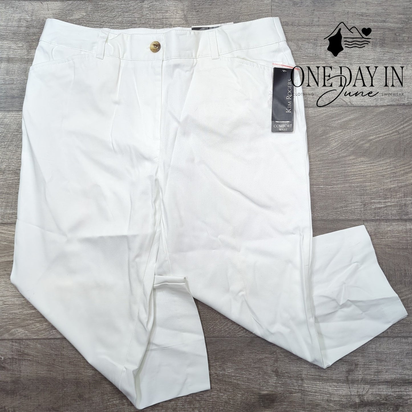 Kim Rogers Comfort Waist Capri Pants White Stretch Easy Fit NWT Size 12