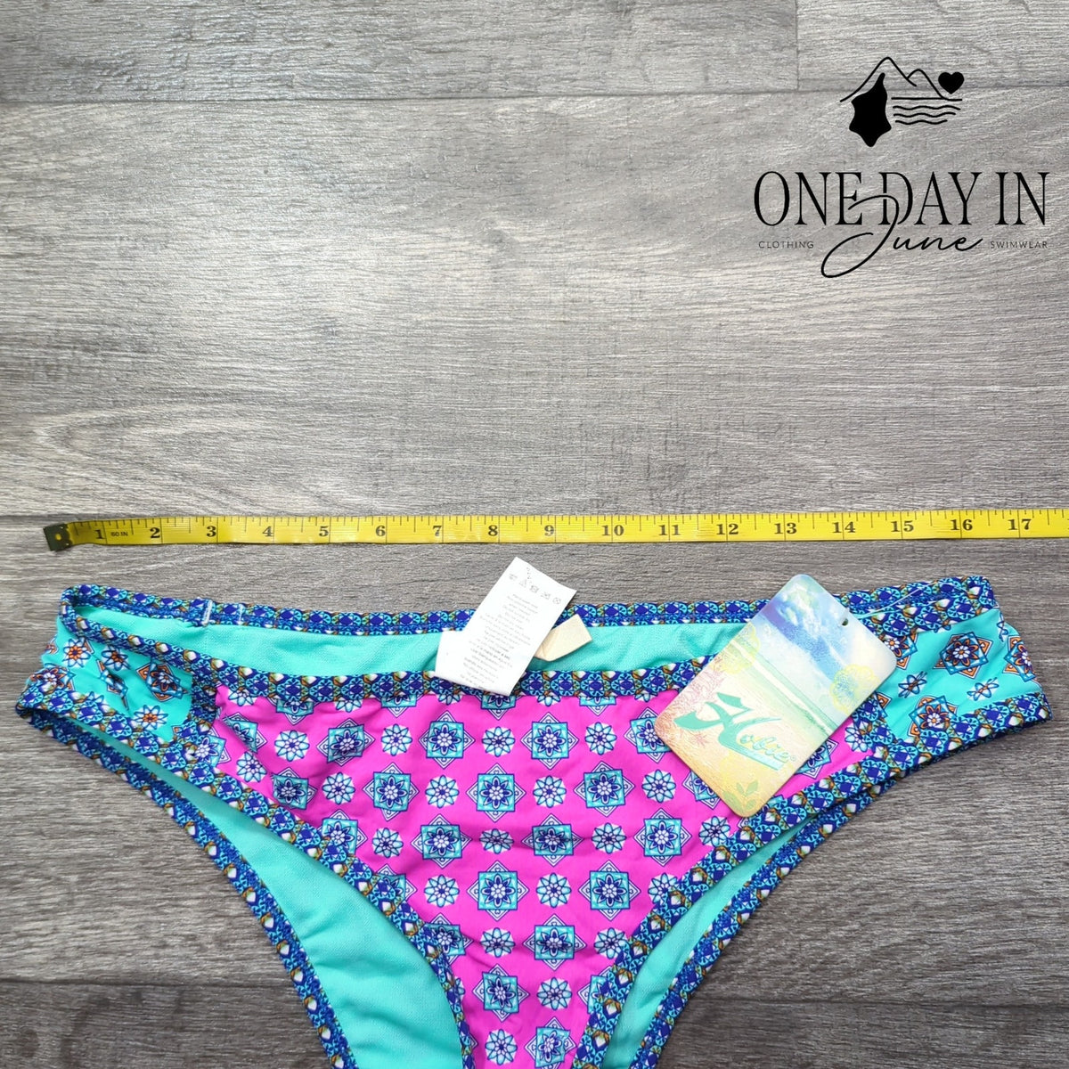 Hobie Bikini Bottom Pink Turquoise Geometric Print Moderate Coverage NWT Size XL
