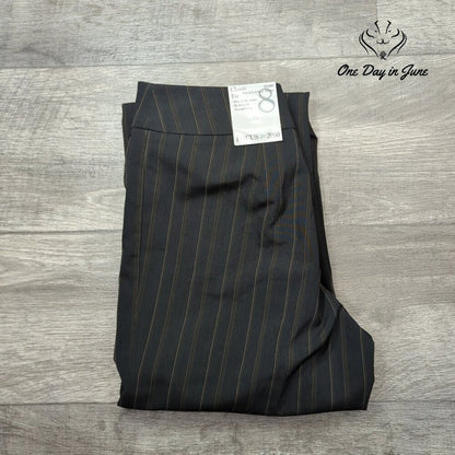 Focus 2000 Classic Fit Pinstripe Pants Black Brown Straight Leg NWT Size 8