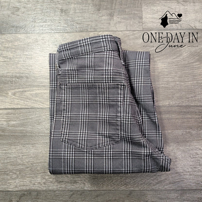 AG Adriano Goldschmied High Rise Wide Leg Crop Pants Plaid Gray NWT $215 Size 4