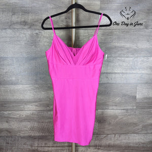 B. Smart Juniors V Neck Spaghetti Strap Bodycon Mini Dress Hot Pink Size 15