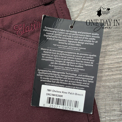 Elation Platinum Chelsea Knee Patch Breeches Burgundy Riding Pants NWT Size 14
