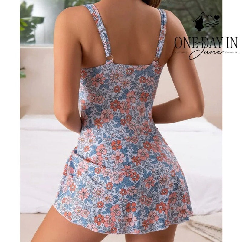 Eomenie Floral Skirted One Piece Swimsuit Size 2XL