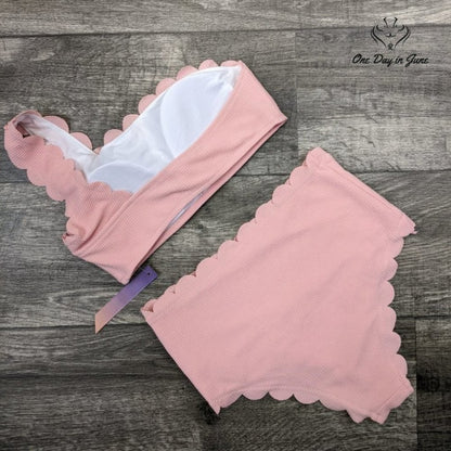 Mollybell Scalloped One Shoulder Bikini Swimsuit Size M