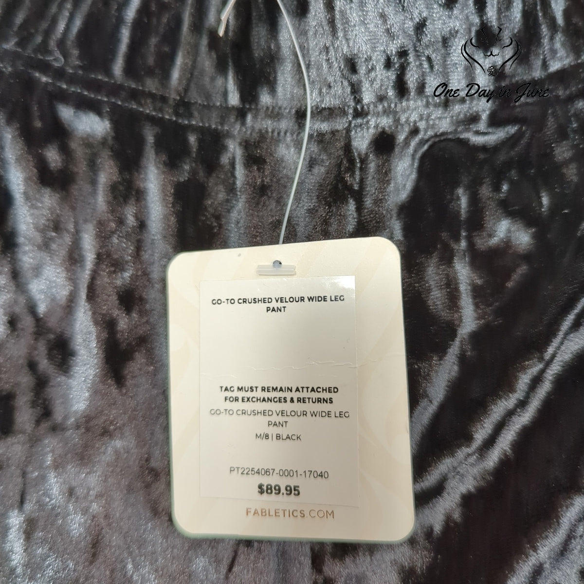 Fabletics Go-To Crushed Velour Wide Leg Pants Black NWT Size M