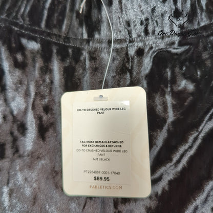 Fabletics Go-To Crushed Velour Wide Leg Pants Black NWT Size M