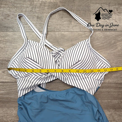 Eomenie Cross Front Tie Back Cut Out One Piece Swimsuit Size M