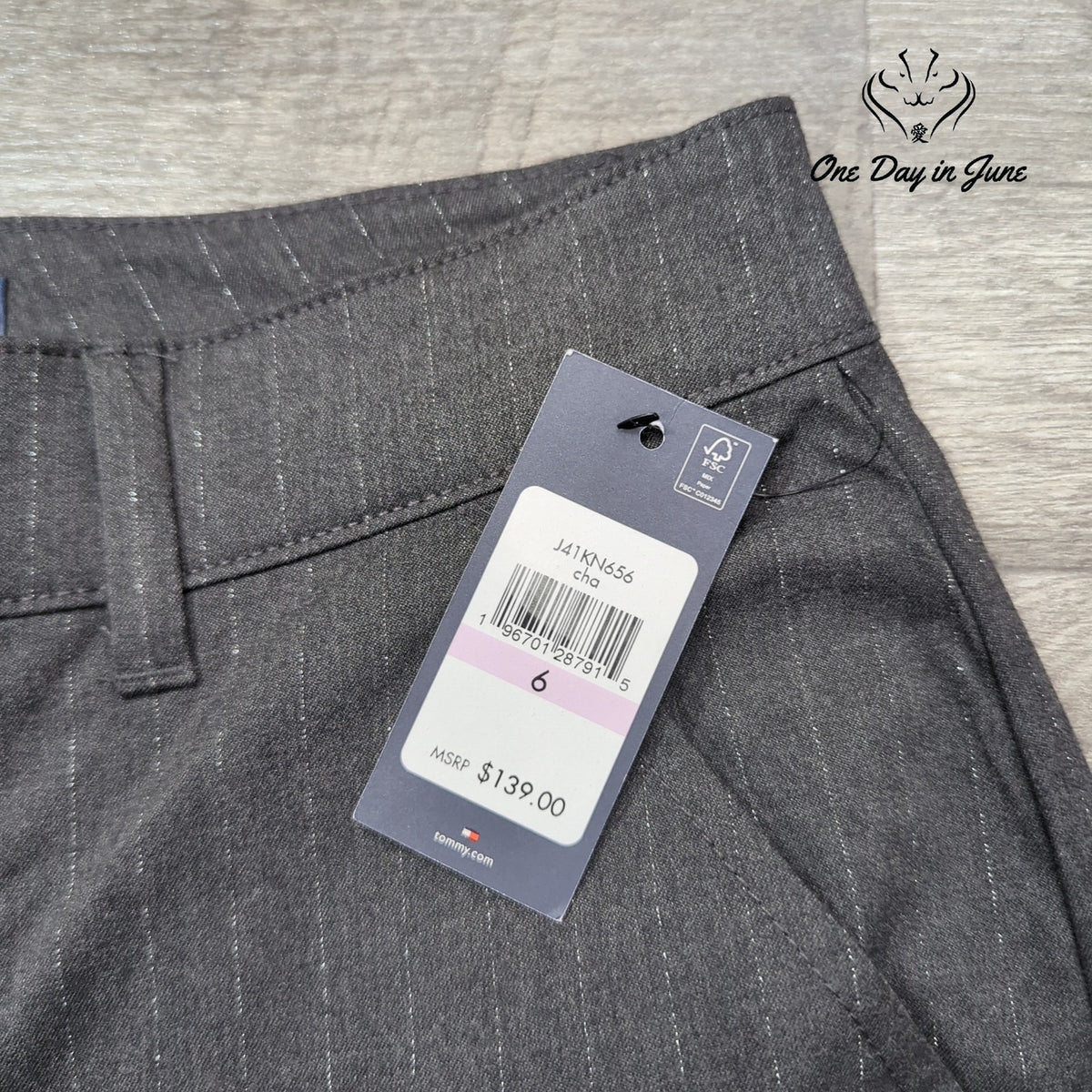 Tommy Hilfiger Metallic Pinstripe Wide Leg Cargo Pants Gray NWT Size 6