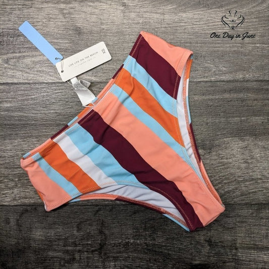 Cupshe Striped High Waist Bikini Bottom Swimsuit Size XS