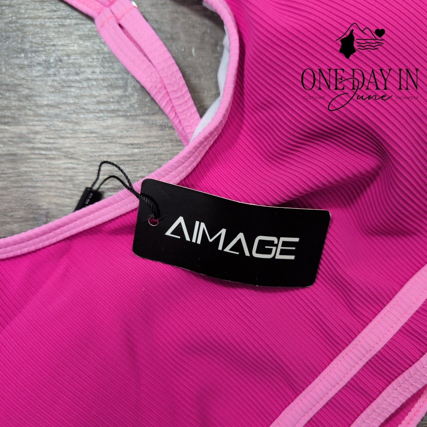 Aimage Crop Ribbed Bikini Swimsuit Size M