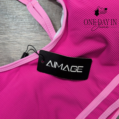 Aimage Crop Ribbed Bikini Swimsuit Size M