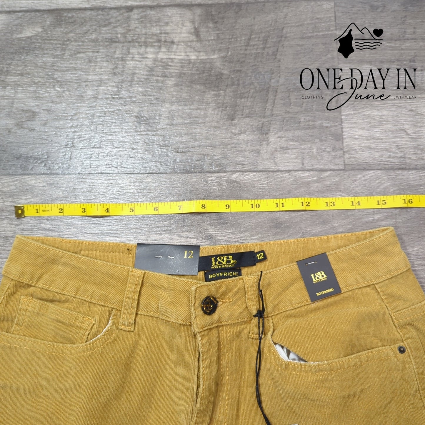 L&B Apparel Boyfriend Corduroy Pants Size 12