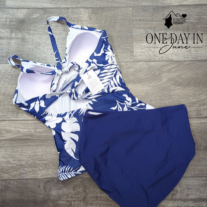 B2Prity Twist Front high Waist Tankini Swimsuit Size L