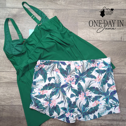 Aqua Eve Plus Size Boyshort Tankini Swimsuit Size 20W