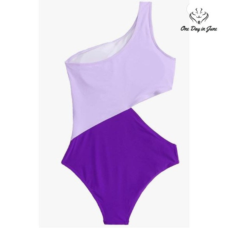 SweatyRocks One Shoulder Cut Out One Piece Swimsuit Size M