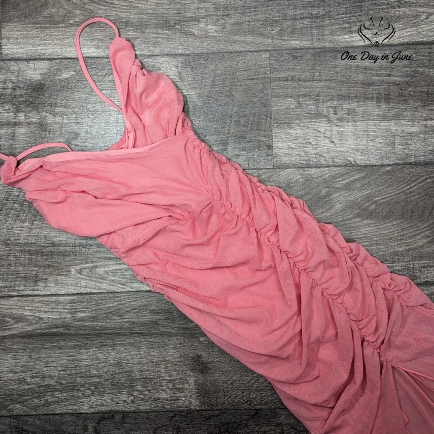 Soly Hux Spaghetti Strap Ruched Bodycon Dress Size S