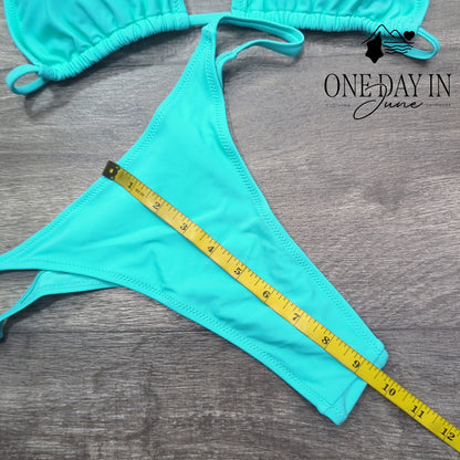 Adisputent Adjustable Triangle Bikini Swimsuit Turquoise Strappy Size L