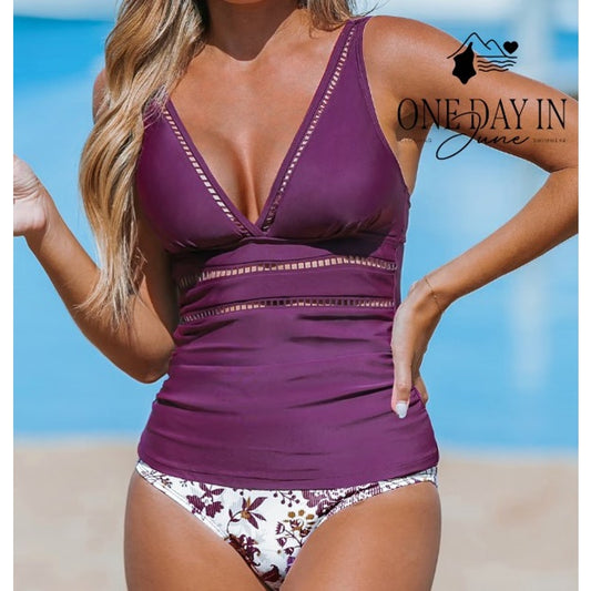 Cupshe Ribbed Bottom Tankini Swimsuit Size M
