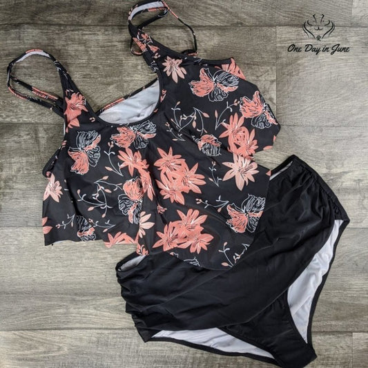 Souqfone Ruffled Flounce Top High Waist Bikini Size M