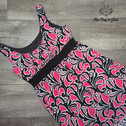 Cato Sleeveless Empire Waist Dress Pink Black White Print NWT Size L