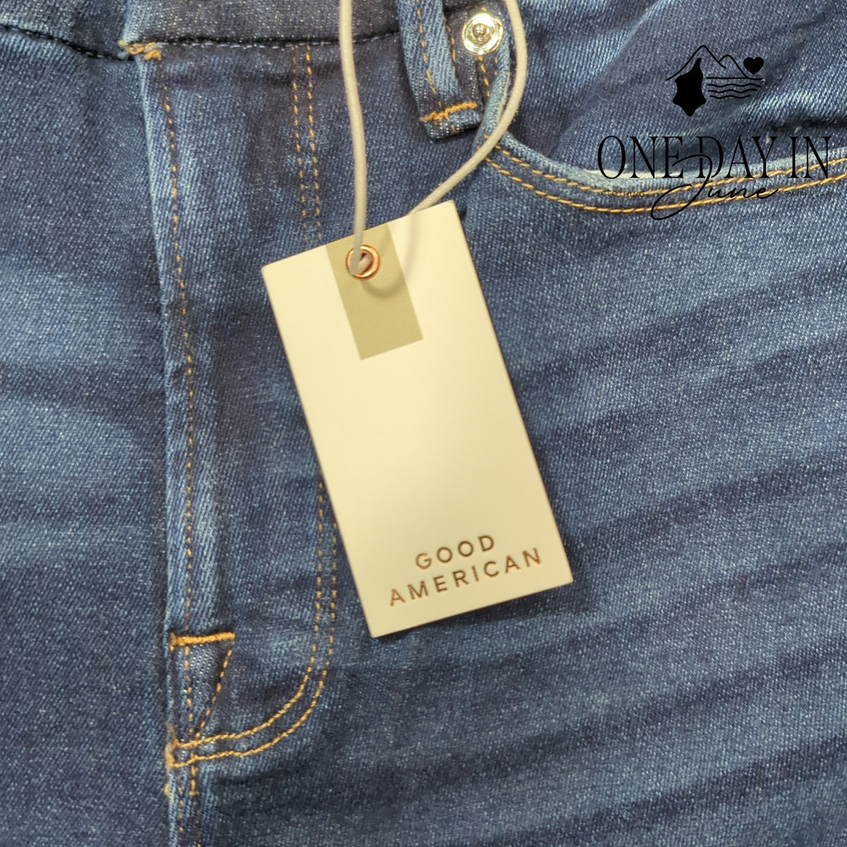 Good American Good Legs Skinny Jeans Dark Wash Raw Hem NWT Size 4
