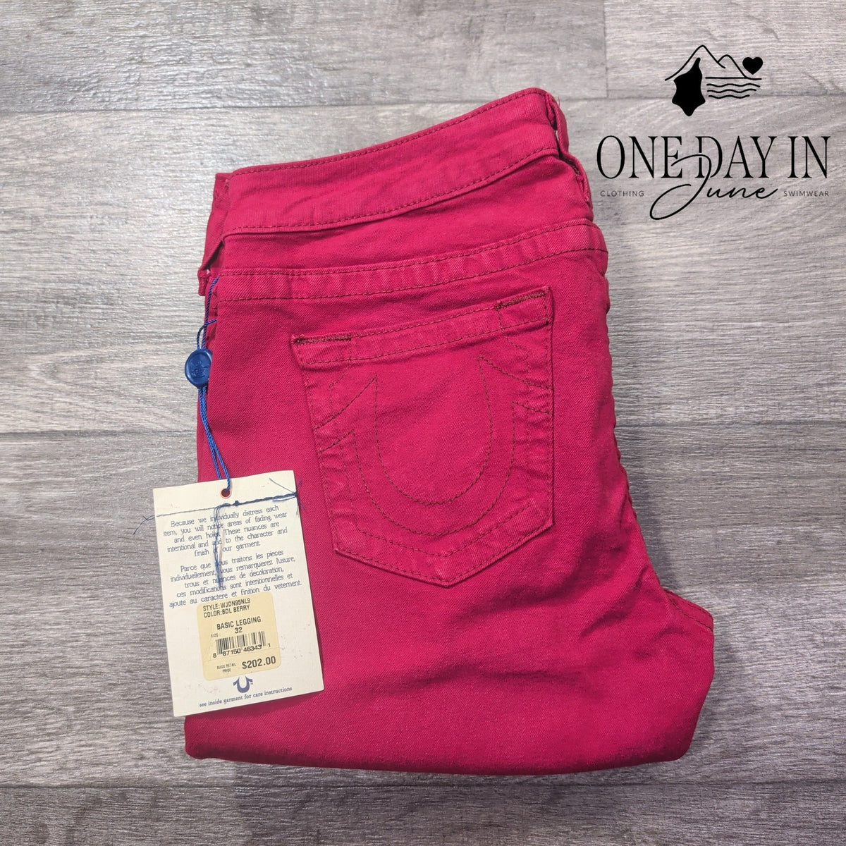 True Religion Basic Jegging Jeans Berry Pink Skinny Stretch NWT Size 32 (14)
