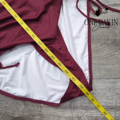 CharmLeaks Ribbed Drawstring One Piece Swimsuit Size XL