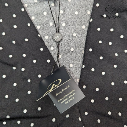 Adrianna Papell Long Sleeve Polk-a-dot Blouse Size L