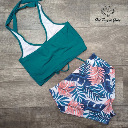 Mukeyo High Waist Draw String Top Bikini Swimsuit Size S