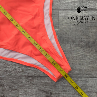 SweatyRocks Deep V Neck Tie Halter One Piece Swimsuit Coral Orange Size XL