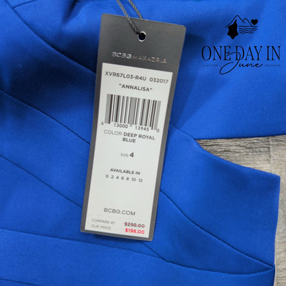 Bcbgmaxazria Annalisa Cutout Dress Deep Royal Blue Bodycon NWT Size 4