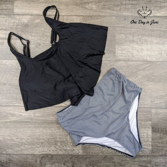 SouqFone Ruffled Flounce Top with High Waisted Bottom Bikini Size M