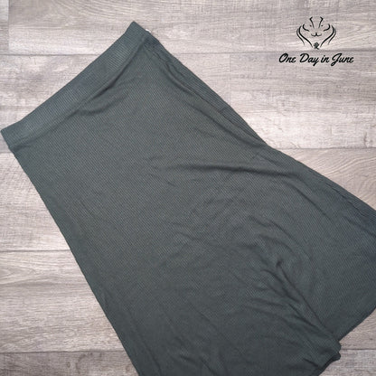 Bobeau Ribbed Knit Pull On Midi Skirt Charcoal Gray Size S