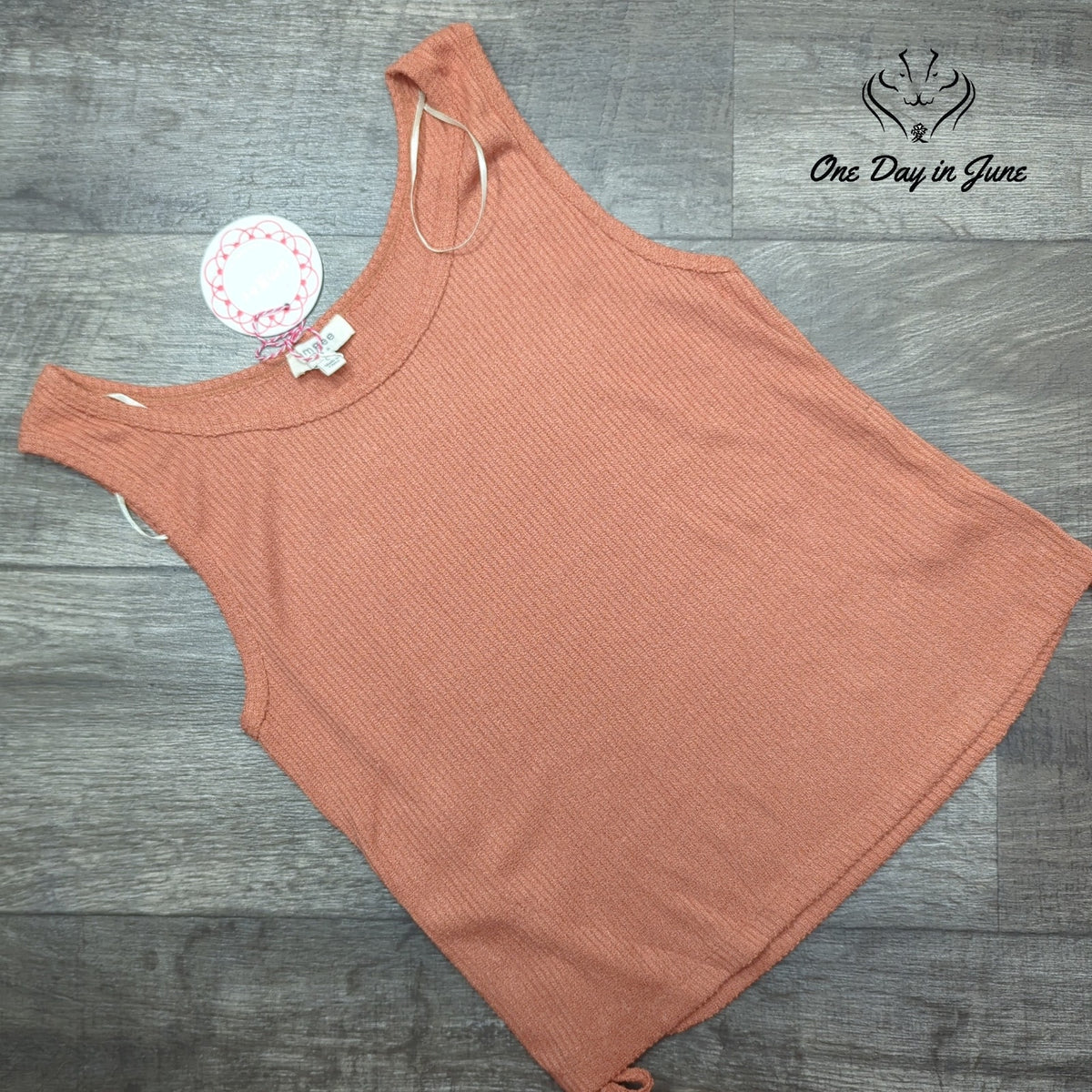 Umgee Ribbed Knit Tank Top Coral Orange Scoop Neck NWT Size L