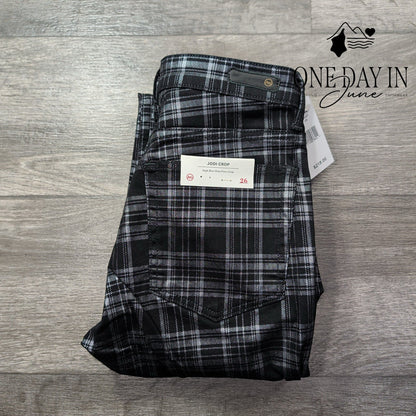 AG Adriano Goldschmied Jodi Crop High Rise Slim Flare Plaid Jeans NWT Size 2