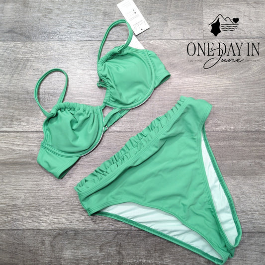 Cupshe High Waist Underwire Ruffle Bikini Swimsuit Size S