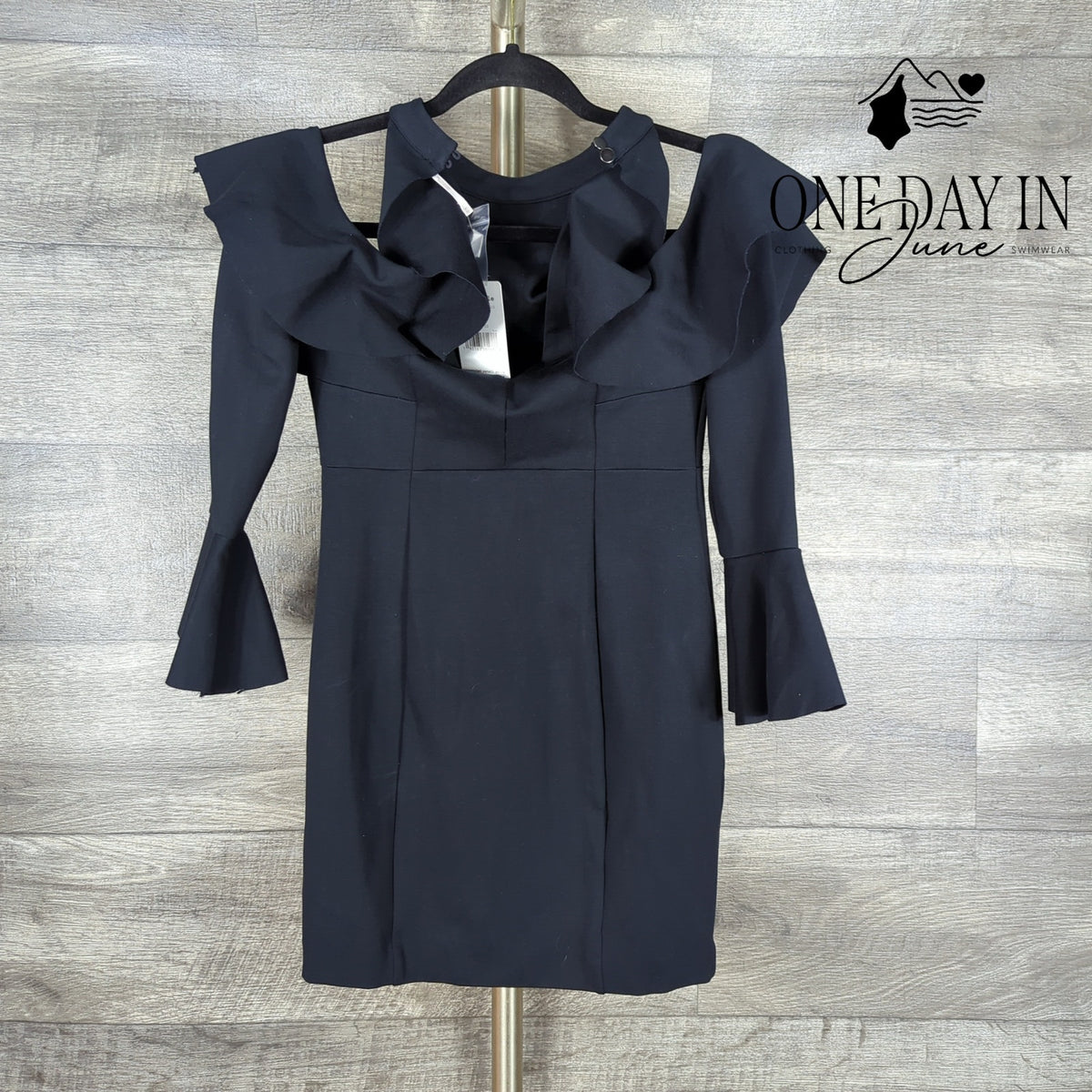 Free People Sweet Talk Cold Shoulder Ruffle Bell Sleeve Mini Dress NWT Size XS