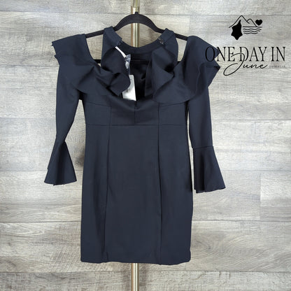 Free People Sweet Talk Cold Shoulder Ruffle Bell Sleeve Mini Dress NWT Size XS