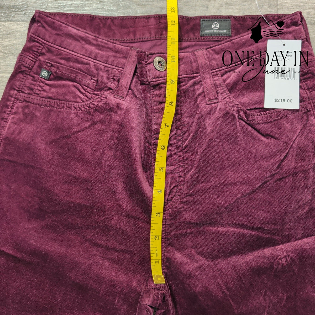 AG Adriano Goldschmied Velveteen Straight Leg Pants Burgundy NWT $215 Size 4