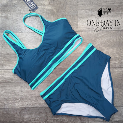 Blooming Jelly High Waist Crop Bikini Swimsuit Size XL