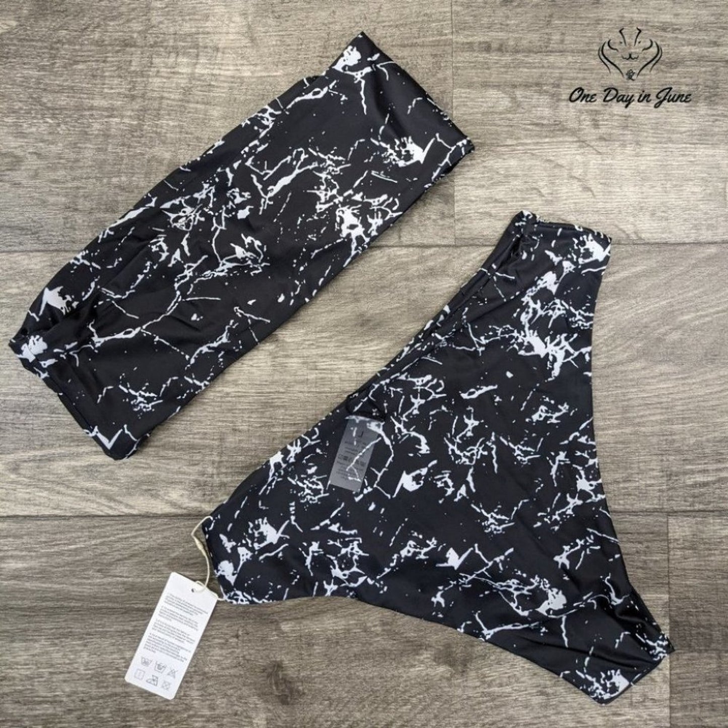 I2Crazy Marble Bandeau Bikini Swimsuit Size L