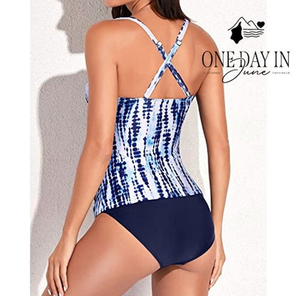 Yonique Cross Back Tankini Swimsuit Size M