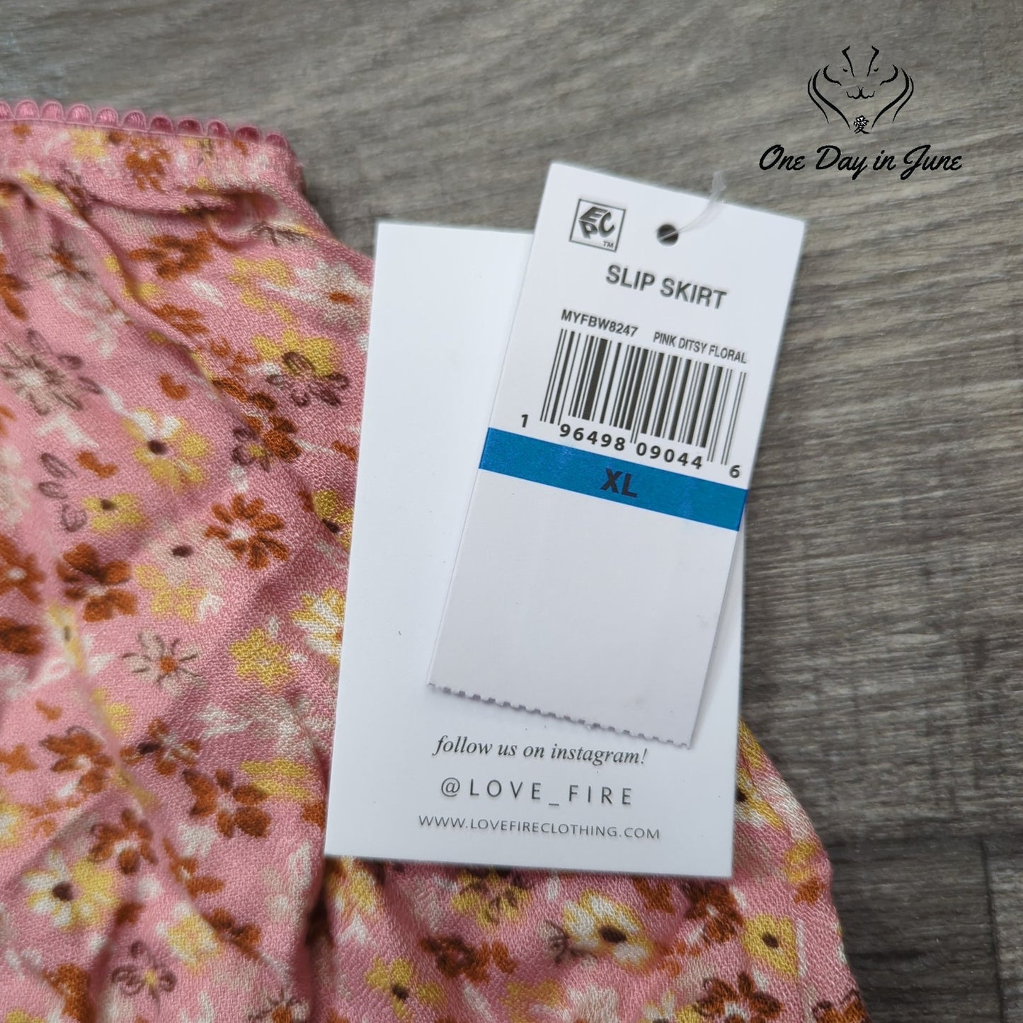 Love Fire Floral Slip Skirt Size XL