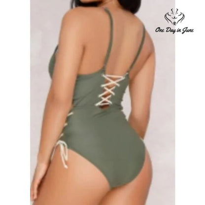 Ioiom Lace Up One Piece Swimsuit Size 0L