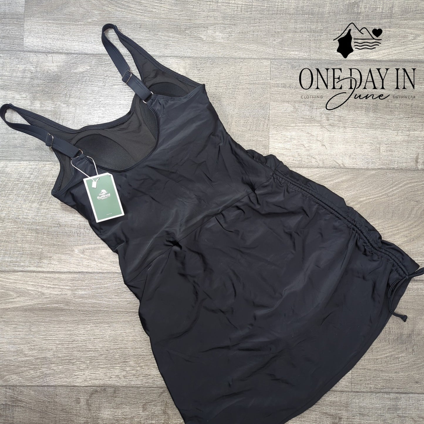Eomenie Drawstring Swimdress One Piece Swimsuit Size M