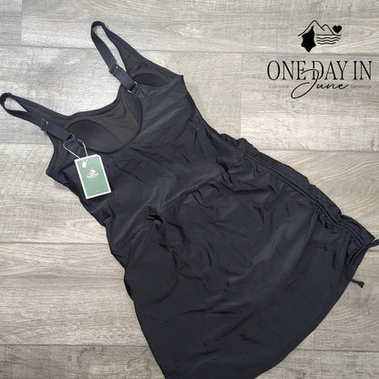 Eomenie Drawstring Swimdress One Piece Swimsuit Size M