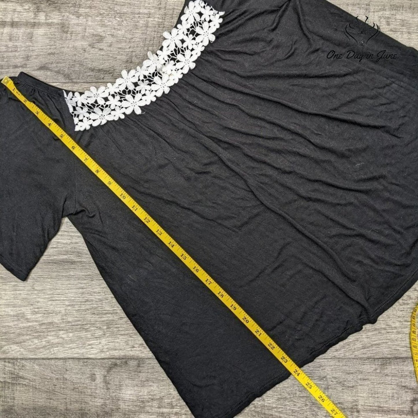 Celeste Short Sleeve Lace Accent Top Size L